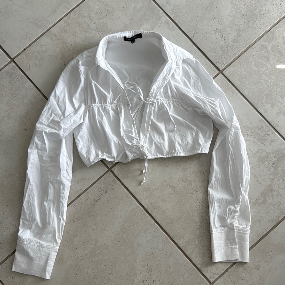 White Long Sleeve Crop Top